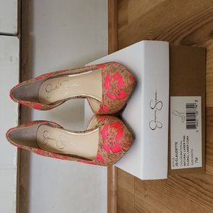 Jessica Simpson Claudette Natural Laser Pink Floral Laser Cork